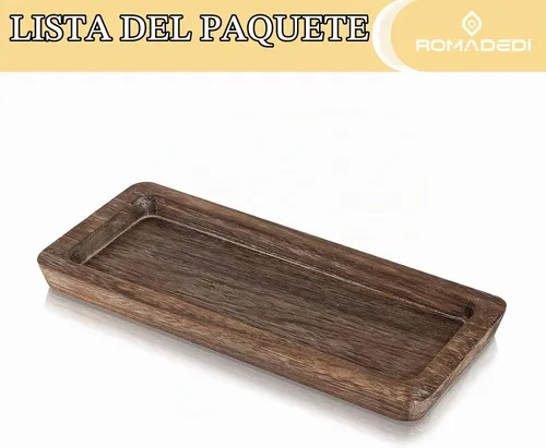 Vista 9 de Romadedi Bandeja decorativa de madera para velas, bandeja larga y estrecha de madera, decoración del hogar, centros de mesa rústicos, bandejas