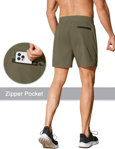 Vista 4 de COOFANDY Pantalones cortos deportivos para correr para hombre de 5 pulgadas, paquete de 2 pantalones cortos de entrenamiento para gimnasio