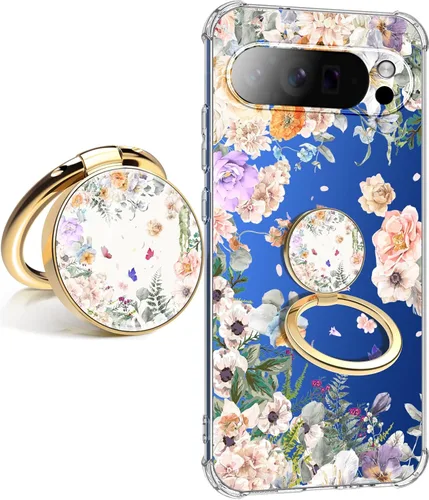 Vista 6 de Funda para Google Pixel 9A 5G, diseño de flores, delgada, anticaídas, a prueba de golpes, suave, a prueba de golpes, transparente, funda protectora