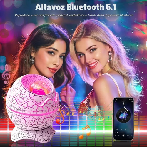 Vista 4 de XQBX Proyector de galaxia de huevo de dinosaurio un proyector Aurora con altavoz Bluetooth y ruido blanco, regalo de San Valentín para ella/él