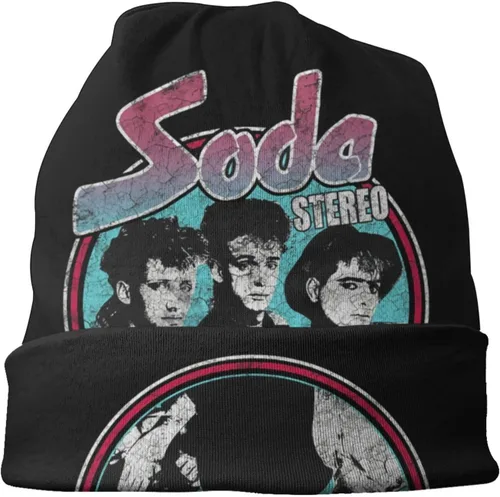 Vista 3 de Soda - Gorro de punto estéreo, cómodo, suave, sin borlas, para otoño, invierno, verano, unisex, color negro, Negro