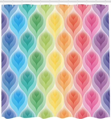 Vista 2 de Ambesonne Trippy - Cortina de ducha, diseño abstracto de hojas en tonos degradados, diseño digital pastel suave, arte moderno, juego de decoración