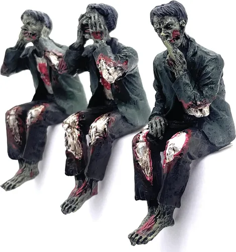 Vista 3 de RUSTIX - Figuras de zombies Walking Dead – See Hear Speak No Evil Undead - Estante, coleccionables y decoración de zombies, regalos perfectos