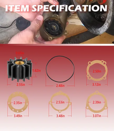 Vista 8 de Kit de reparación de impulsor de bomba de agua Reemplazo para Sherwood 10615K-SHW para Volvo Penta 835874 Impulsor de bomba de enfriamiento