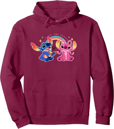 Vista 8 de Disney Sudadera con capucha Stitch and Angel Living the Dream, Negro, S