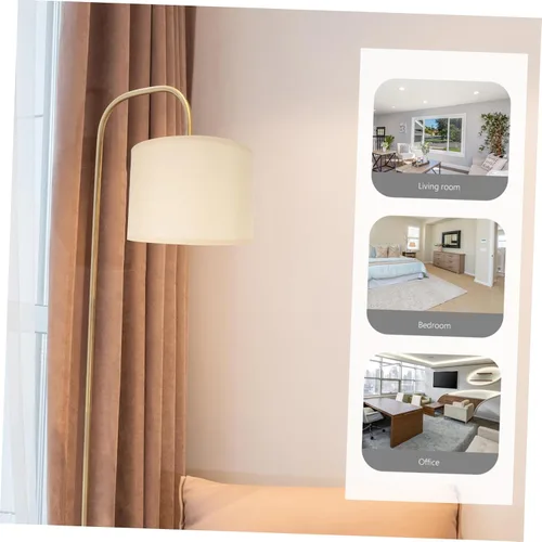 Vista 6 de Uonlytech Elegante pantalla de lino beige de repuesto para lámpara de pie de lino, pantalla de escritorio, fácil de instalar, clips extraíbles