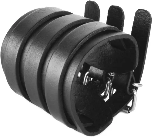 Vista 6 de HZMAN Brazalete ancho de cuero para hombre con triple correa de guantelete con hebilla de sujeción