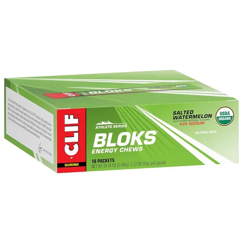Vista 10 de CLIF BLOKS - Sabor sandía salada con 2X sodio - Masticables energéticos - Sin OGM - A base de plantas - Combustible rápido para ciclismo y correr