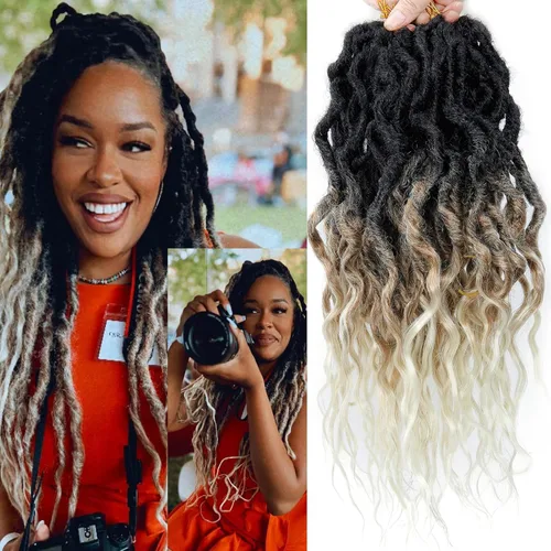 Vista 10 de Rizos de cabello sintético tejido en crochet de 16 pulgadas, 8 paquetes, Rizos de cabello tejido en crochet pre-enlazados con extremos rizados