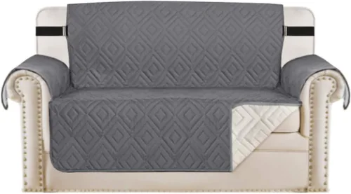 Vista 55 de H.VERSAILTEX Funda reversible para silla, protector de muebles antideslizante, resistente al agua, con correas elásticas de 2 pulgadas