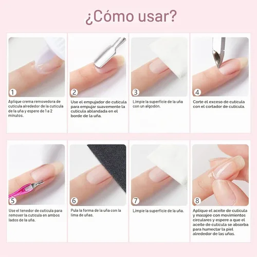Vista 6 de Kit de aceite para cutículas y removedor de cutículas de SAVILAND: manicura casera 6PCS