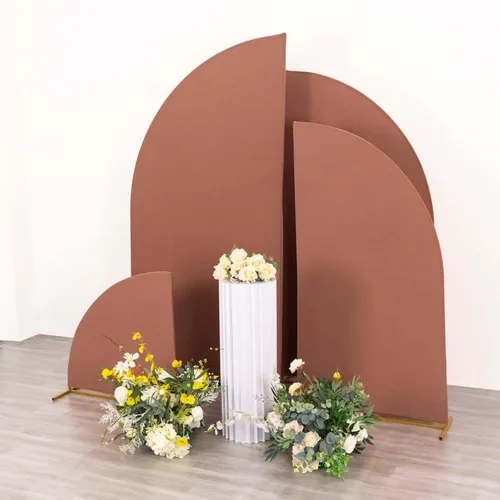Vista 65 de Efavormart - Juego de 4 fundas de elastano beige para arco de media luna, fundas de telón de fondo Chiara de 2.5 pies a 7 pies para escenarios