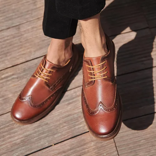Vista 9 de Zapatos deportivos Oxford casuales para hombre, de cuero genuino, diseño de moda, zapatos bajos para caminar para hombres