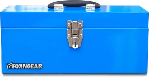 Vista 5 de Caja de herramientas portátil de acero resistente de 16" calibre 18 con pestillo de metal y mango rosa