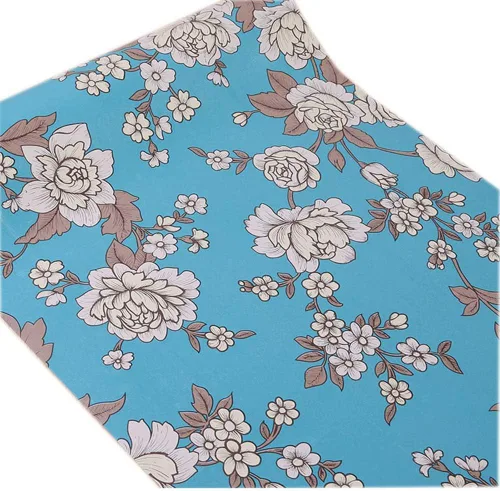 Vista 2 de PoetryHome Papel de contacto floral verde azulado autoadhesivo para estantes, cajón, aparador, papel tapiz floral para despegar y pegar, 17.7 x 117