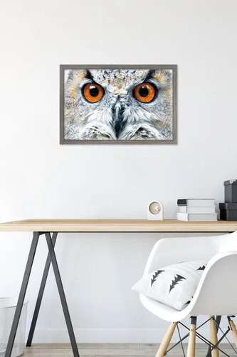Vista 6 de Trends International Póster de pared con diseño de búho cerrado, 14.6 x 22.4 in, versión enmarcada de madera de granero Versión enmarcada Barnwood