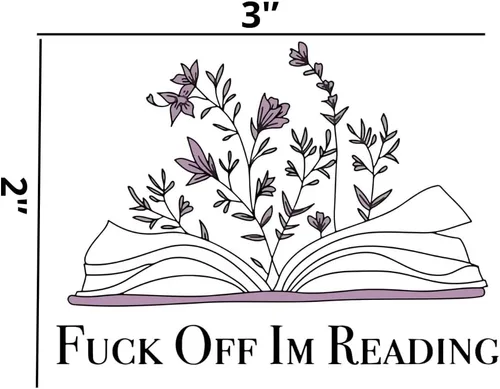 Vista 4 de 2 calcomanías con texto en inglés «Fuck Off I'm Reading» ("Fuck Off I'm Reading"). Divertidas calcomanías de libro, calcomanías para laptop