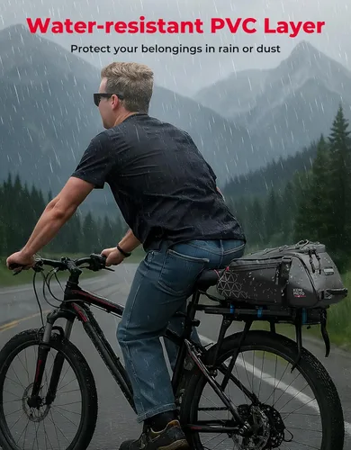 Vista 7 de KEMIMOTO Bolsa trasera para bicicleta – 8L PVC resistente al agua bolsas para bicicleta trasera de bicicleta, alforja para maletero de bicicleta