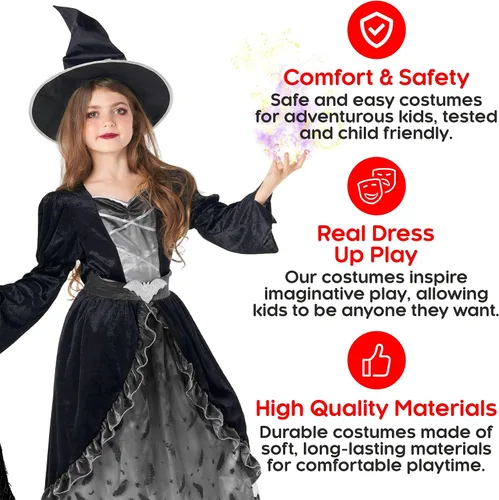 Vista 4 de Morph Costumes Dark Witch Costume Kids Witch Costumes For Girls Costume Witch Outfit Kids Halloween Witch Costumes Girls