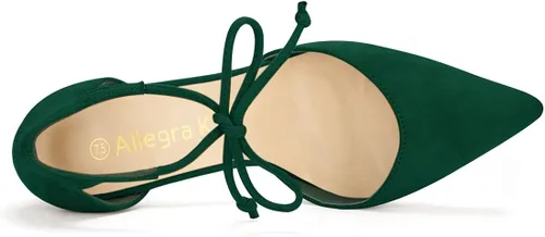 Vista 4 de Allegra K Zapatos de vestir para mujer con punta de amarre en el tobillo, Negro