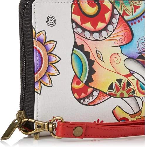 Vista 3 de Anna by Anuschka Pulsera organizadora de pasaporte de piel auténtica pintada a mano para mujer