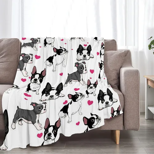 Vista 6 de Tijuboni Manta de Bulldog Francés para Niñas Niños Mujeres Regalos Amantes de los Perros Linda Manta para Niños Adultos Ultra Suave Acogedora Forro