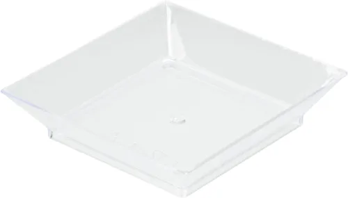 Vista 2 de Restaurantware Mini platos de degustación de 2.5 x 2.5 pulgadas, 20 platos cuadrados desechables de plástico, platos de plástico transparente