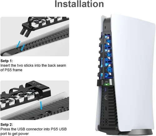 Vista 6 de ElecGear - Ventilador de refrigeración automático PS5, enfriador USB externo turbo con sensor de temperatura automático controlado por radiador