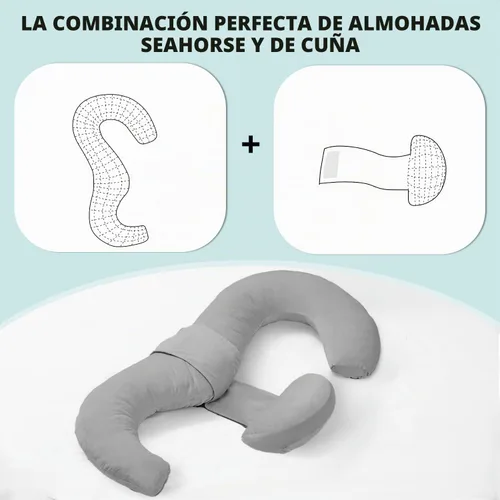 Vista 7 de Almohadas de embarazo para dormir, almohada de maternidad en forma de E para mujeres embarazadas con almohada de cuña ajustable, almohada de espuma