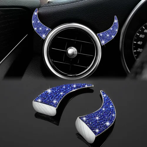 Vista 9 de WINKA Bling Devil Bull Horn 3D - Calcomanías decorativas brillantes para el interior del automóvil, para salpicadero, camión, motocicleta