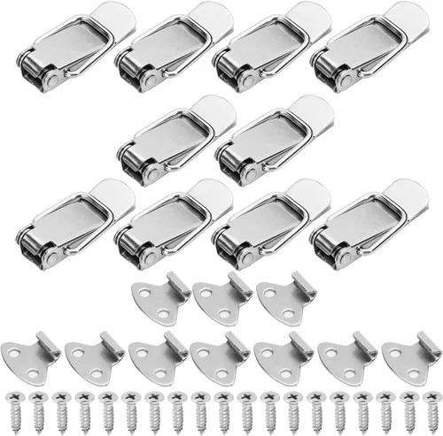 Vista 9 de Cerradura de palanca de acero inoxidable 201 de 1.54 pulgadas de longitud con resorte sin agujero de bloqueo, cerraduras con resorte para caja
