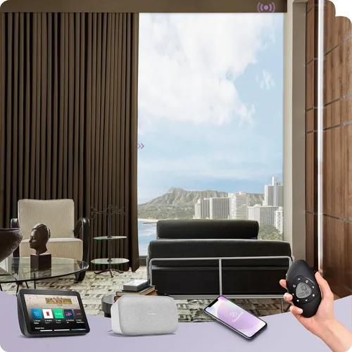 Vista 21 de Graywind Cortinas motorizadas con riel, cortinas inteligentes para oscurecer la habitación, cortinas cableadas compatibles con control remoto Alexa