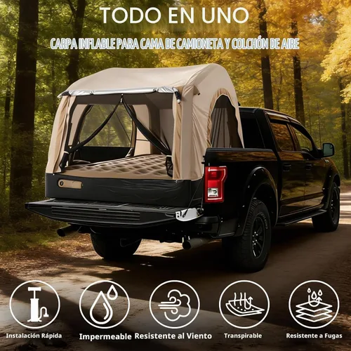Vista 3 de Tienda inflable para cama de camión y colchón de aire con bomba