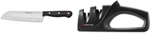 Vista 4 de Wusthof Gourmet - Cuchillo Santoku de borde hueco de 7 pulgadas con grabado personalizado, personalizado