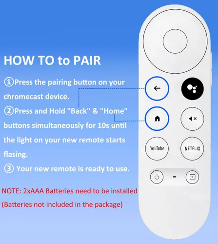Vista 5 de Replacement Voice Remote for Google Chromecast 4K Snow HD TV, for Chromecast with Google-TV Remote, for GoogleTV HD/ 4K Snow Streaming Stick，for