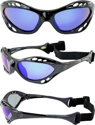 Vista 7 de Hurricane Eyewear Gafas flotantes polarizadas para motos acuáticas de categoría 4, marcos acolchados negros con revestimiento antivaho
