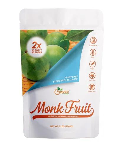 Vista 10 de Monk Fruit - Edulcorante multiusos de alulosa paquete múltiple-2: 1 dulzura de azúcar; porciones totales 228; edulcorante cero calorías, sustituto