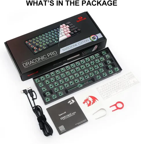 Vista 7 de Redragon BBK530 Pro - Kit de teclado mecánico para juegos personalizado 60 61 teclas teclado modular RGB para bricolaje teclado compacto barebones