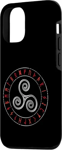 Vista 2 de iPhone 15 Triskele de mitología nórdica - Círculo rúnico Viking Runes Celtic Case