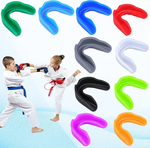 Vista 4 de 10 protectores bucales deportivos, protección bucal atlética para niños