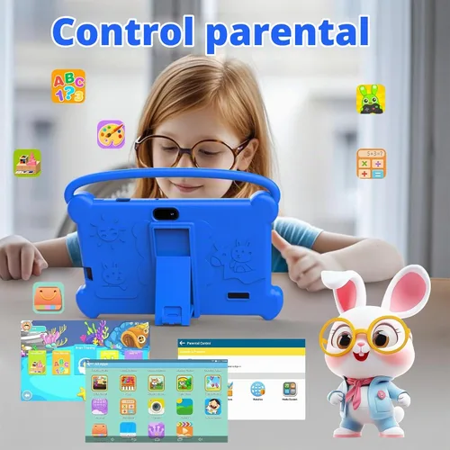 Vista 4 de Tableta infantil de 7 pulgadas para niños de 3 a 9, 32 GB de ROM, 4 GB de RAM, Android 12, tableta para niños pequeños con funda a prueba de golpes