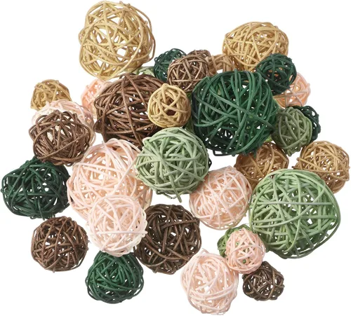 Vista 17 de Patelai 36 Piezas Bolas de Mimbre de Ratán Bolas Decorativas para Jarrón Centro de Mesa Cuencos Esferas de Relleno para Decoración del Hogar, 4 Boho