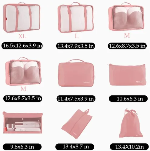 Vista 6 de Cubos de embalaje de compresión para viajes, artículos esenciales ligeros de viaje para vacaciones, accesorios de viaje para maleta, organizador