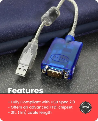 Vista 5 de Gearmo Cable USB a serie FTDI de 36 pulgadas para MAC PC Linux, Win 11 w/Tx/Rx LEDs