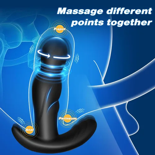 Vista 3 de Masajeador de próstata giratorio de 360°, juguete sexual masculino con 3 modos de rotación y 10 modos de vibración, vibrador de tapón para mujeres