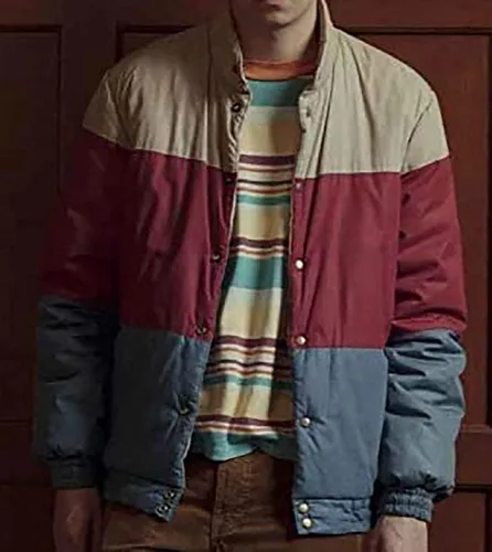 Vista 4 de Educación sexual ASA Butterfield Otis Milburn Satin Bomber Chaqueta, Chaqueta bomber de algodón