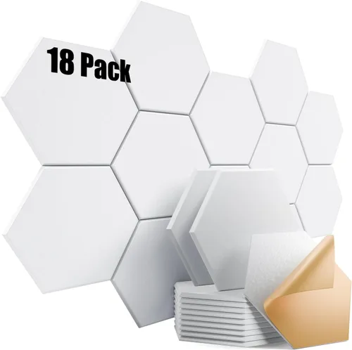 Vista 151 de Paquete de 12 paneles acústicos autoadhesivos de 12 x 10 x 0.4 pulgadas, paneles de espuma a prueba de sonido con alta densidad, elegante diseño