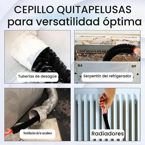Vista 4 de Cepillo limpiador de ventilación de secadora, removedor de pelusas, cepillo largo y flexible para bobinas de refrigerador, 26 pulgadas, negro