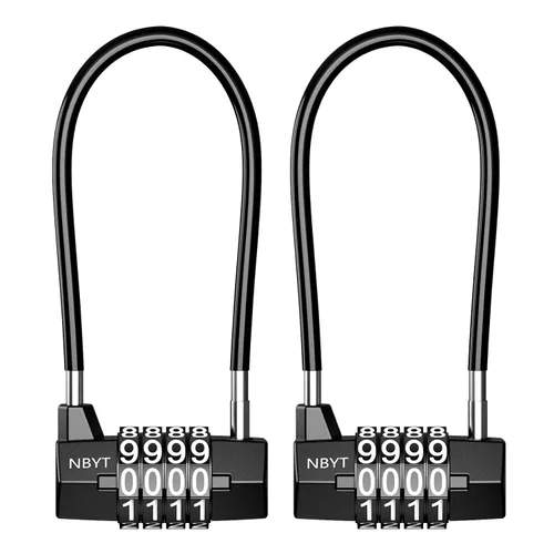 Vista 8 de Cerradura de combinación de grillete largo, 4 dígitos resistente a la intemperie con mango para puerta de gabinete al aire libre, cerradura de mano