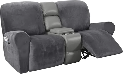 Vista 15 de H.VERSAILTEX Fundas elásticas de terciopelo para sillón reclinable, 6 piezas, fundas para loveseat reclinable de 2 cojines, fundas para sofá